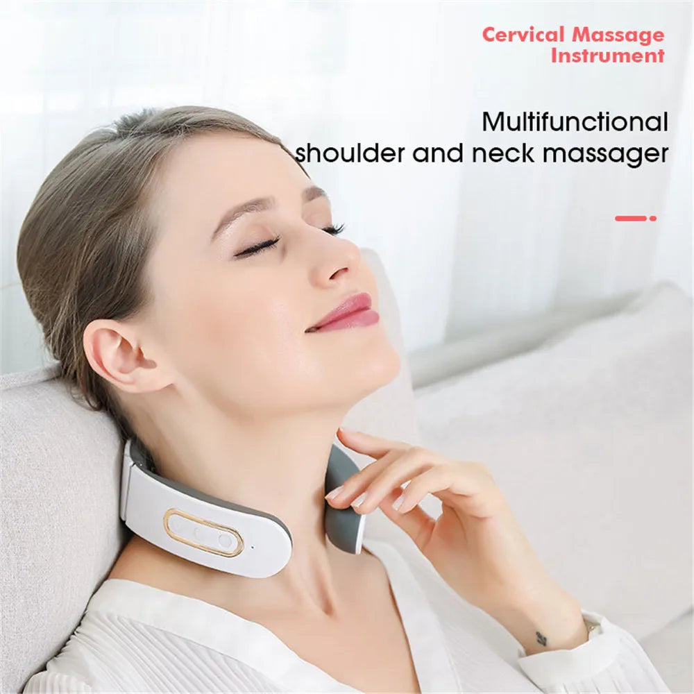 Smart Electric Massage Machine Neck and Shoulder Pulse Massager Kneading TENS Wireless Heat Cervical Vertebra Relax Pain Relief