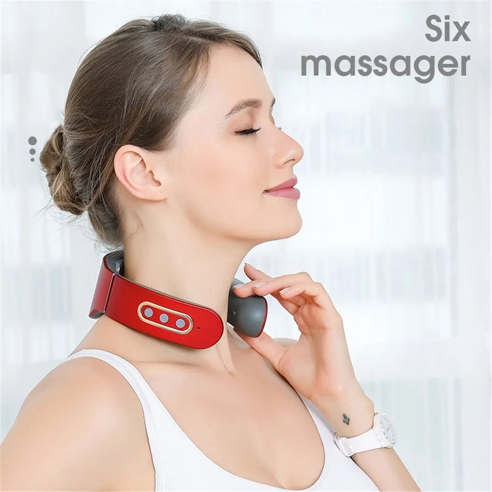Smart Electric Massage Machine Neck and Shoulder Pulse Massager Kneading TENS Wireless Heat Cervical Vertebra Relax Pain Relief