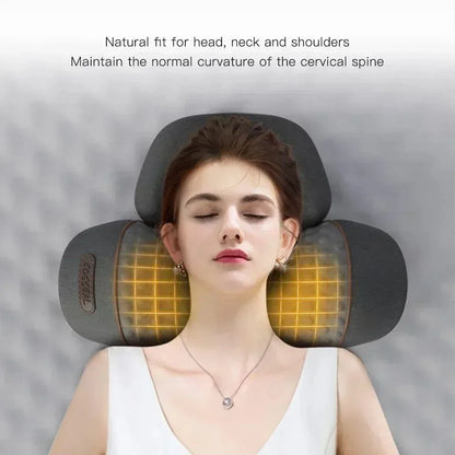 Okayso Electric Neck Massager Cervical Pillow Hot Compress Neck Stretch Heating Vibration Neck Shoulder Massager Traction Pillow