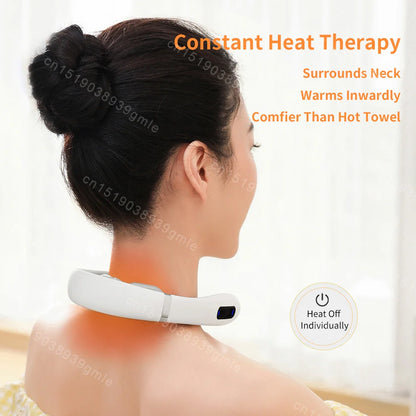 Neck Massager Electric Microcurrent Multi-Head Replaceable Wireless Knead Shiatsu Heating Vibration Cervical Shoulder Massager