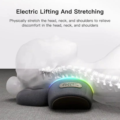 Okayso Electric Neck Massager Cervical Pillow Hot Compress Neck Stretch Heating Vibration Neck Shoulder Massager Traction Pillow