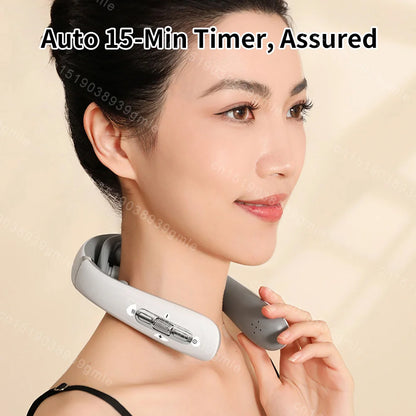 Neck Massager Electric Microcurrent Multi-Head Replaceable Wireless Knead Shiatsu Heating Vibration Cervical Shoulder Massager