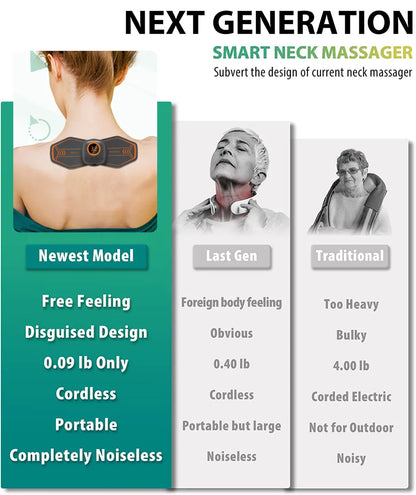 Smart Wireless TENS & EMS Neck Massager With 3 Level Heat, Portable EMS Muscle Stimulator Cervical Vertebra Back Body Massage
