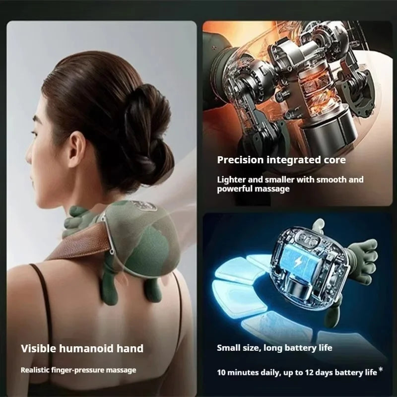 New Simulation Hand Automatic Shoulder Neck Massager Cervical Trapezius Kneading Massager Muscle Relaxation Physical Therapy