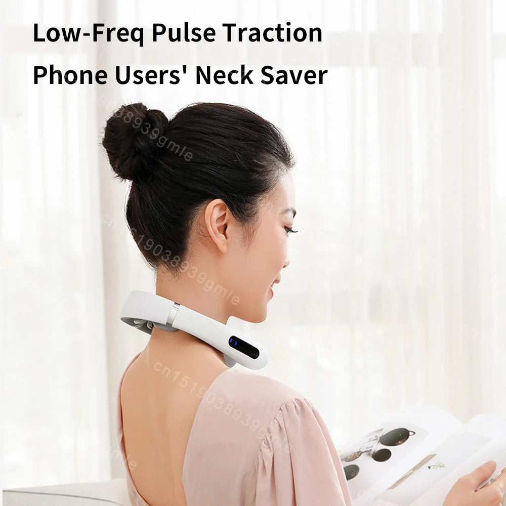 Neck Massager Electric Microcurrent Multi-Head Replaceable Wireless Knead Shiatsu Heating Vibration Cervical Shoulder Massager