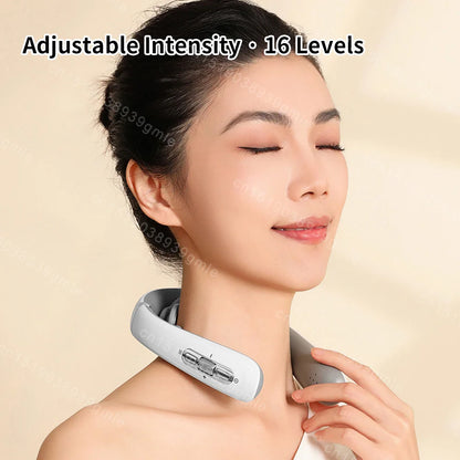 Neck Massager Electric Microcurrent Multi-Head Replaceable Wireless Knead Shiatsu Heating Vibration Cervical Shoulder Massager