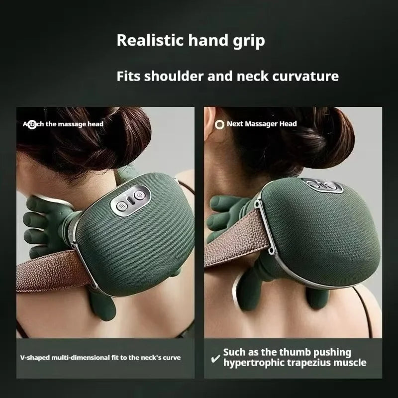 New Simulation Hand Automatic Shoulder Neck Massager Cervical Trapezius Kneading Massager Muscle Relaxation Physical Therapy
