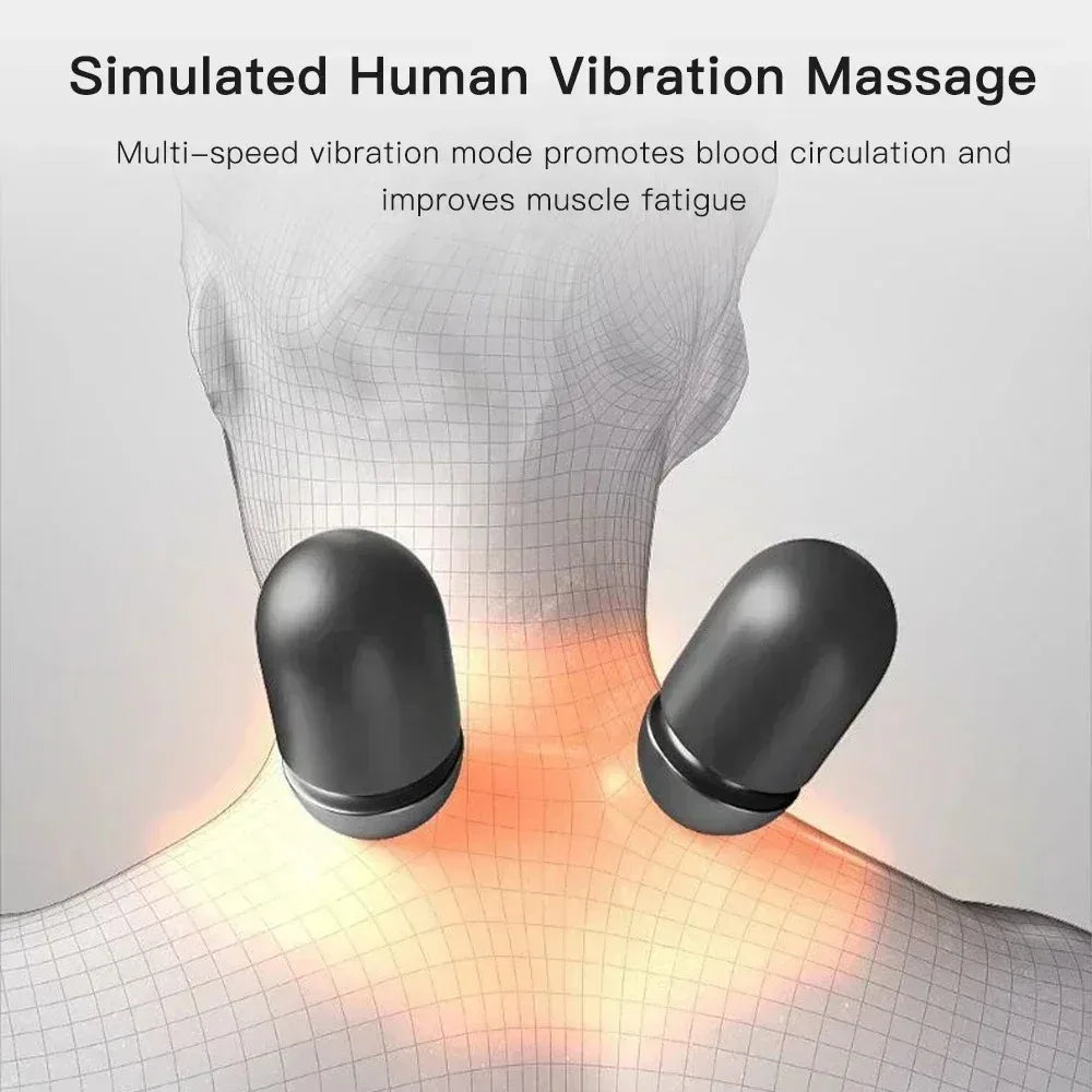 Okayso Electric Neck Massager Cervical Pillow Hot Compress Neck Stretch Heating Vibration Neck Shoulder Massager Traction Pillow
