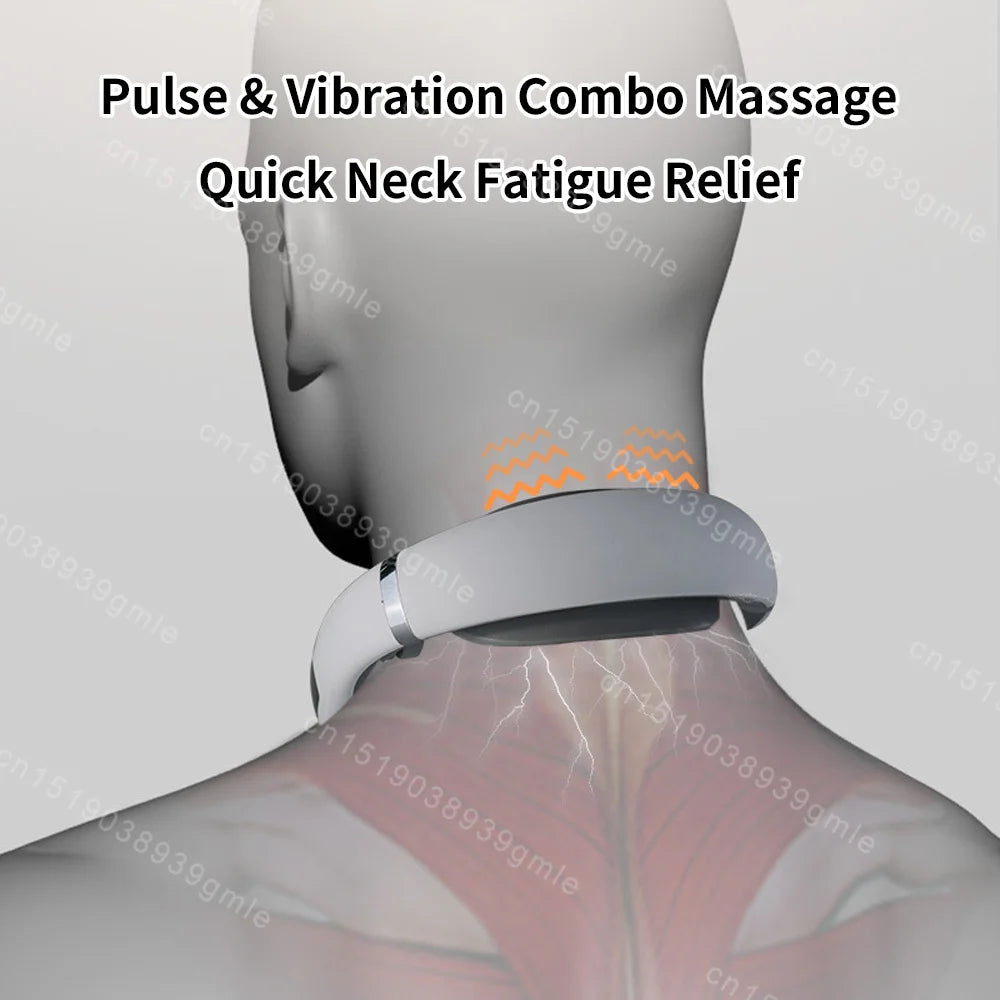 Neck Massager Electric Microcurrent Multi-Head Replaceable Wireless Knead Shiatsu Heating Vibration Cervical Shoulder Massager