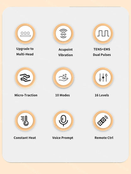 Neck Massager Electric Microcurrent Multi-Head Replaceable Wireless Knead Shiatsu Heating Vibration Cervical Shoulder Massager