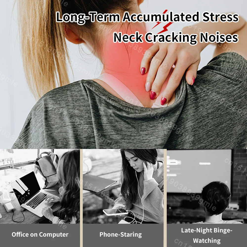 Neck Massager Electric Microcurrent Multi-Head Replaceable Wireless Knead Shiatsu Heating Vibration Cervical Shoulder Massager