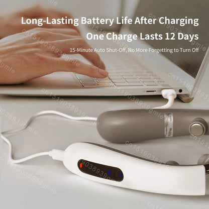 Neck Massager Electric Microcurrent Multi-Head Replaceable Wireless Knead Shiatsu Heating Vibration Cervical Shoulder Massager