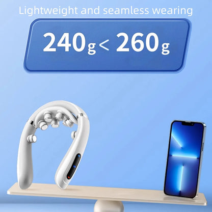 Neck Massager Electric Microcurrent Multi-Head Replaceable Wireless Knead Shiatsu Heating Vibration Cervical Shoulder Massager