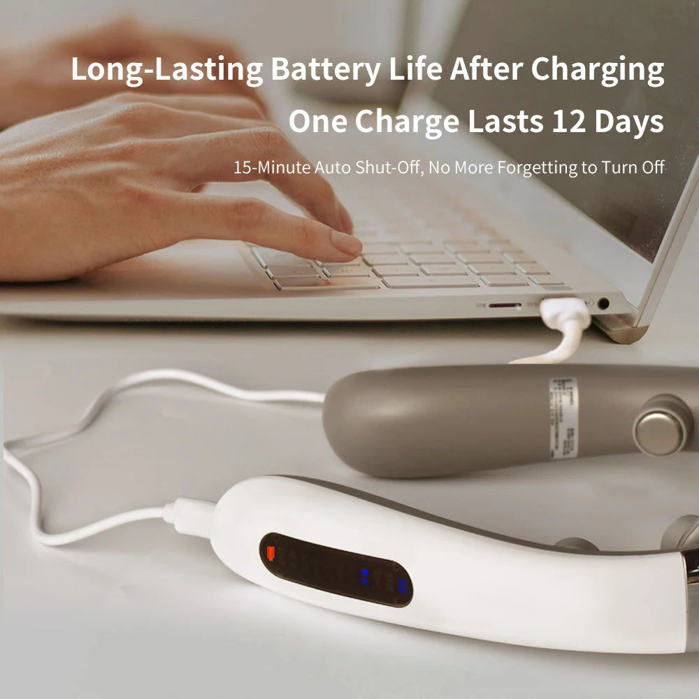 Neck Massager Electric Microcurrent Multi-Head Replaceable Wireless Knead Shiatsu Heating Vibration Cervical Shoulder Massager