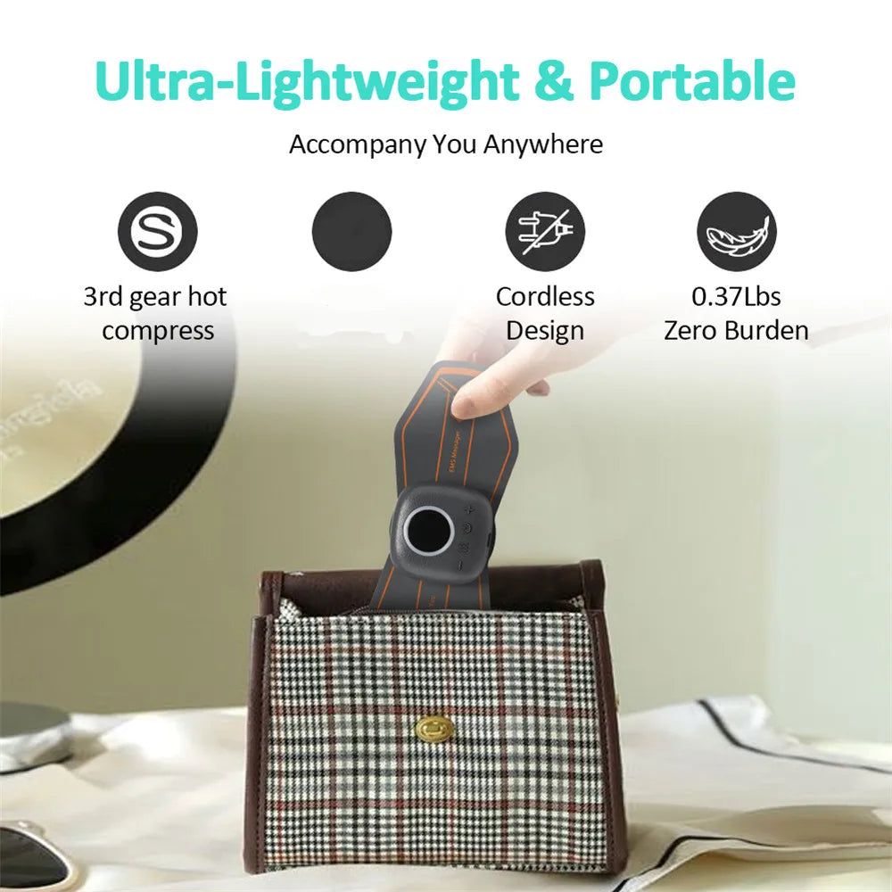 Smart Wireless TENS & EMS Neck Massager With 3 Level Heat, Portable EMS Muscle Stimulator Cervical Vertebra Back Body Massage